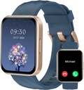 Relojes inteligentes RUIMEN para mujeres hombres (llamadas de respuesta/make) Compatible con teléfono iPhone/Android, 1.85" HD Screen Fitness Tracker Heart Rate Monitor 100+ Sports Tracker Watch Waterproof (Blue)