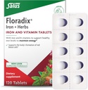 Floradix Iron Tablets - Iron Supplement with B Vitamins, Folic Acid, Vitamin C & More - Energy Support - Vegetarian & Gluten-Free - 120 Tablets (120 Servings)