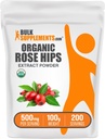 BulkSupplements.com Orgánica Rosehip Extract Powder - Rose HIPS Suplemento, Rosehip Powder - Herbal Suplemento, Antioxidantes Fuente - Gluten Free, 500mg por Serving, 100g (3.5 oz) (Pack of 1)