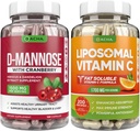 Ultimate Urinary Tract Health Bundle – D Mannose and Liposomal Vitamina C, con Cranberry, Ascorbyl Palmitate, Enhanced Absorption Formula, Detox, Suplemento dietético, Apoyo a la vejiga