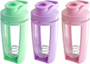 Fabricadores de luz de la luna Juego de 3 Cute 16oz Botella de batidor Protein, Botella de batido de acero - impermeable, Lavavajillas Caja de seguridad, Cofre para sacudidas Protein, Copa de mezclador de bebidas de Preworkout - Rosa, Verde, Purple
