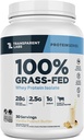 Laboratorios Transparentes Grass-Fed Whey Protein Isolate - Naturalmente Flavored, Gluten Free Whey Protein Powder con 28g de Proteína por Ser " 9 Aminoácidos - 30 Serviciones, Vainilla Peanut Butter
