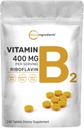 Micro Ingredientes Riboflavin Vitamina B2, 400mg Por Serving, 240 Mini Tablets tención Esencial Vitamina B Suplemento Silencioso B Vitaminas para la Producción Energética Fácil de Tragar, No GMO