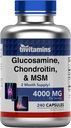 tnvitamins Glucosamine, Chondroitin, &amp; MSM (4000 MG - 240 Capsules) para Hombres &amp; Mujeres ← Conjunto de Apoyo Complejo de Apoyo*  More Than Triple Strength!