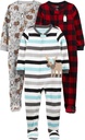 Joyas simples de los Toddlers de Carter y Baby Boys Loose-Fit Flame Resistant Fleece Footed Pajamas, Pack de 3