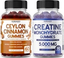 Ceylon Cinnamon (60 Cuenta) - Berberine &amp; Ginseng for Digestion General Wellness Support and Creatine Monohydrate (90 Gummies) Delicious Blue Raspberry Chews Flavored Suplemento - Non GMO &amp; Made in USA