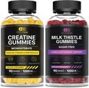 EFFECTIVE NUTRA Creatine Monohydrate Gummies 90ct &amp; Sugar Free Milk Thistle Gummies 90ct