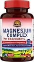 Vitalitown Magnesium Complex Suplemento 500mg - NSF Certified Magnesium Glycinate, Malate, Taurate & Citrate - Chelated High Absorption & Gentle on Stomach - Vegan Non-GMO 120 cápsulas