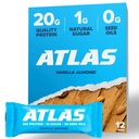 Atlas Protein Bar, 20g Protein, 1g Azúcar, Ingredientes Limpios, Gluten Free, Almendro de Vainilla (12 Conde, Pack of 1)