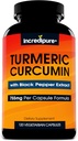 Turmeric Curcumin Suplemento w / BioPerine - 755mg Por Capsule, 120 Veggie Caps by Curcumin Incredipure