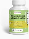 Ginseng y Ginkgo Biloba. 30 Serviciones. 2-en-1 Suplemento No-Caffeinated Energy and Focus - Energy Booster, Mental Clarity y Mood