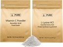 PURE ORIGINAL INGREDIENTES L-Lysine HCI y Vitamn C Powder Bundle, 1 lb Cada, No GMO, Gluten Free, Suplementos dietéticos