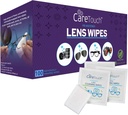 Care Touch Lens Wipes for Eyeglasses- 100 Cuenta Individualmente Wrapped Pre- Moistened Wipes, 5 x 6 Inch- Camera Lens, Sunglasses y Glasses Cleaner,- Gentle and Portable for Cleaning of Optical Devices