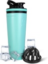 Ice Shaker Acero Insonorizado Botella de Acero Insonorizado Silencio 36oz, Mint  durable Cold for 30+ Horas ← Copa Insulado con Agitador Twist-on ← Botella sin Odor para Protein Shakes, Agua, Moquetas, Cocktails