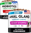 Probiotics + Anal Gland Support Dogs Bundle - Digestive Enzymes & Prebiotics - Allergy, Diarrhea, Constipation & Scoot Treatment - Fiber Supplement for Digestion, Gut Health & Immunity - Made in USA