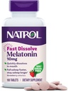 Natrol Fast Dissolve Melatonin 10mg Tablets - Strawberry Flavor, 100 Cuenta, Sleep Support Melatonin Tablets for Adults, 100-Day Supply