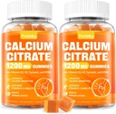 Calcio 1200 mg con vitamina D3 Suplemento Gummies para adultos - Calcio Citrato con vitamina D3, K2, Turmérico, MSM para Mujeres Hombres - Soporte Estrépido Muscle Immune - Sugar Gratis, Natural Mango Flavor