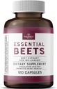 Beets esenciales Suplemento dietético - Extracto de remolacha Premium para la salud del corazón y la presión arterial, mejora el rendimiento deportivo, suministro de 2 meses, Vegan &amp; Allergen-Free
