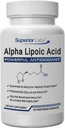 Laboratorios Superiores Ácido Lipoico alfa 600 mg Cápsulas, ALA pura no GMO, Absorción alta, soporte nervioso, Circulación sana y respuesta al nervio, Antioxidante envejecido saludable, 120 Cápsulas de Veg, Suministro de 4 meses