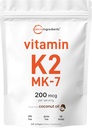 Micro Ingredientes Vitamina K2 MK-7 Suplemento, 200 mcg Por Serving, 300 Coconut Oil Softgles ← Fácilmente Absorbed, Active Menaquinone Form ← Immune, Joint, & Heart Support ← Non-GMO