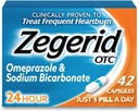 Zegerid OTC, 24-Hour Heartburn Relief, Acid Reflux Medicine and Antacid, Treats Frequent Heartburn, Omeprazole 20mg + Sodium Bicarbonate, Proton Pump Inhibitor (PPI), 42 cápsulas