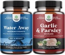Bundle of Water Away Fluid Retention with Dandelion Leaf Extract " Green Tea for Bloating Relief and Concentrated Odorless Garlic Softgels - Parsley Extract " Aged Garlic Supplements for Gut Support