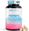 GOBIOTIX Vitaminas posparto para las madres lactantes - Suplemento posnatal de lactancia con hierbas orgánicas, minerales, nutrientes para las nuevas madres y bebé - Esenciales posparto, no GMO, Vegan, 60 caps