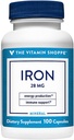 La vitamina Shoppe Iron 28G, formas bien absorbidas de hierro, apoya la producción de energía de la salud inmune, mineral esencial, una vez al día (100 cápsulas)