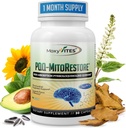 PQ MITORESTORE Brain Supplements for Memory and Focus - Mitochondria Supplement with BioPQQ 20mg - Formulario puro NO Químicamente Sintetizado, Cognitivo y Heart Support - 30 Vegan Capsules, Non GMO