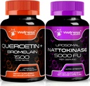 WELLNESS LABSRX Quercetin with Bromelain ← Nattokinase Suplemento cápsulas - 5000 FU - Enzymes from Pure Japanese Natto Extracto