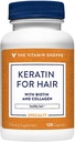La queratina de vitamina Shoppe para el cabello con biotina & colágeno, soporta fuerte, saludable cabello, la luster del cabello (120 cápsulas)