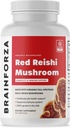 Cerebro Forza Orgánica Red Reishi Mushroom Capsules, Adaptogenic Mushroom Powered Immune Support, Heart and Cardiovascular Health, General Wellness and Vitality, Non-GMO, Vegan, Orgánico, 90 cápsulas