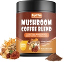 Café de setas con 10 setas, Polvo de café instantáneo colombiano con Mane de León, Reishi, Chaga, Cordyceps, Shiitake, Maitake,Tail de pavo - Suplemento de setas para la energía, Focus, Immune Support