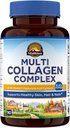 Complejo Multi Collagen Vitalitown, Tipo I, II, III con Biotina, Vitamina C, Ácido Hialurónico, Turmérico, Pepper Negro para la piel, Pelo, uñas, 90 cápsulas, No GMO