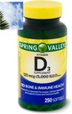 Spring Valley Vitamina D3 Softgels, 125 mcg por Softgel, 5,000 UI, 250 Conde