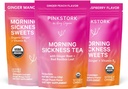 Pink Stork Morning Sickness Relief Kit – 3 Piece Bundle con té de jengibre orgánico, B6 Sweets, Ginger Lozenges – Apoyo al embarazo, Primer Trimester Essentials, Gift for Pregnant Women