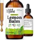 Wild & Organic Lemon Balm Drops - Relaxing Lemon Balm Leaf Extract Supplement - Calming Melissa Officinalis Tincture - Vegan, Sugar & Alcohol-Free - 2 fl oz