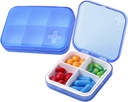 Portable Pill Organizer - Slim Pill Box for Purse or Travel, Compact Pill Case(4+6 Compartment,Blue)