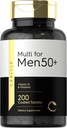 Multivitamínico Carlyle para Hombres Más de 50 Más Silencio 200 Contar con vitaminas B, Vitamina D, Magnesio " Zinc ANTE Gluten Suplemento gratuito