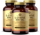 Solgar L-Lysine 500 mg - 100 cápsulas vegetales, Pack of 3 - Skin & Tissue Support - Non-GMO, Vegan, Kosher, Gluten Free - 300 Total Servings
