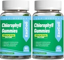 2 Pack Chlorophyll Gummies for Body Odor Deodorant*, Sugar Free Chewable Chlorophyll for Immune Support Women Vegan Non-GMO, 120 Conde