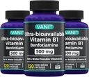 2 en 1 Fórmula mejorada: Vitamina B1 con Benfotiamina 500 mg, Suplemento Soluable en grasa de vitamina B-1, 500 mg - 120 cápsulas (3)