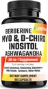 Myo-Inositol ' D-Chiro Inositol Capsules with Ashwagandha, Berberine, Cinnamon, Gymnema, Chasteberry, Milk Thistle, Turmeric, Bitter Melon - 90 Capsules