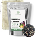 Elanen Naturals Organic Elderberry Syrup Kit, Conforma hasta 24 oz, Incluye bolsa de algodón natural, USDA Certified Organic Dried Elderberries and Immune Support Herbs, Bulk Kit, 4 oz. (113g)