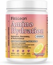 Fit " Lean Amino Hydration Plus Energy, Pre Workout Powder, 6g Vegan Essemtial Amino Acids, EAA, BCAA, Glutamine, Electrolytes " Natural Caffeine, Pink Lemonade, 30 Serve