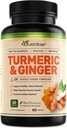 Base Turmeric y suplemento de jengibre - con Curcumin, Vinagre de manzana & Extracto de Pepper Negro BioPerino - 95% Curcuminoides - 60 cápsulas