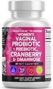 Nutracéuticos limpios Probióticos vaginales para mujeres con arándano, D-Mannose, Prebióticos, pH Balance Support, Feminine Health, Urinary Tract Cleanse – Cápsula Alternativa a Gummies – 60 Cuenta