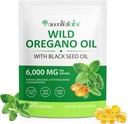 Óleo de orégano con aceite de semilla negra,Oil de orégano Softgels 6000mg Por Serving,2 en 1 Formulado con aceite de semilla negra 200mg, aceite de orégano orgánico,Gluten Free,Dairy Free,120 Count(1 Pack)