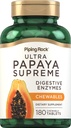 Piping Rock Papaya Digestive Enzymes Chewables ← 180 Tablets tención Suplemento para Mujeres y Hombres Silencio Tropical Flavor ← Vegetarian, Non-GMO, Gluten Free Formula