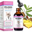Collagen for Cats, Cat Collagen Liquid Drops for Cats with Biotin, MSM & Ginger Digestive &amp; Immunity Support, Itch Relief, Skin & Coat and Joint Health, Cat Supplement 60ml